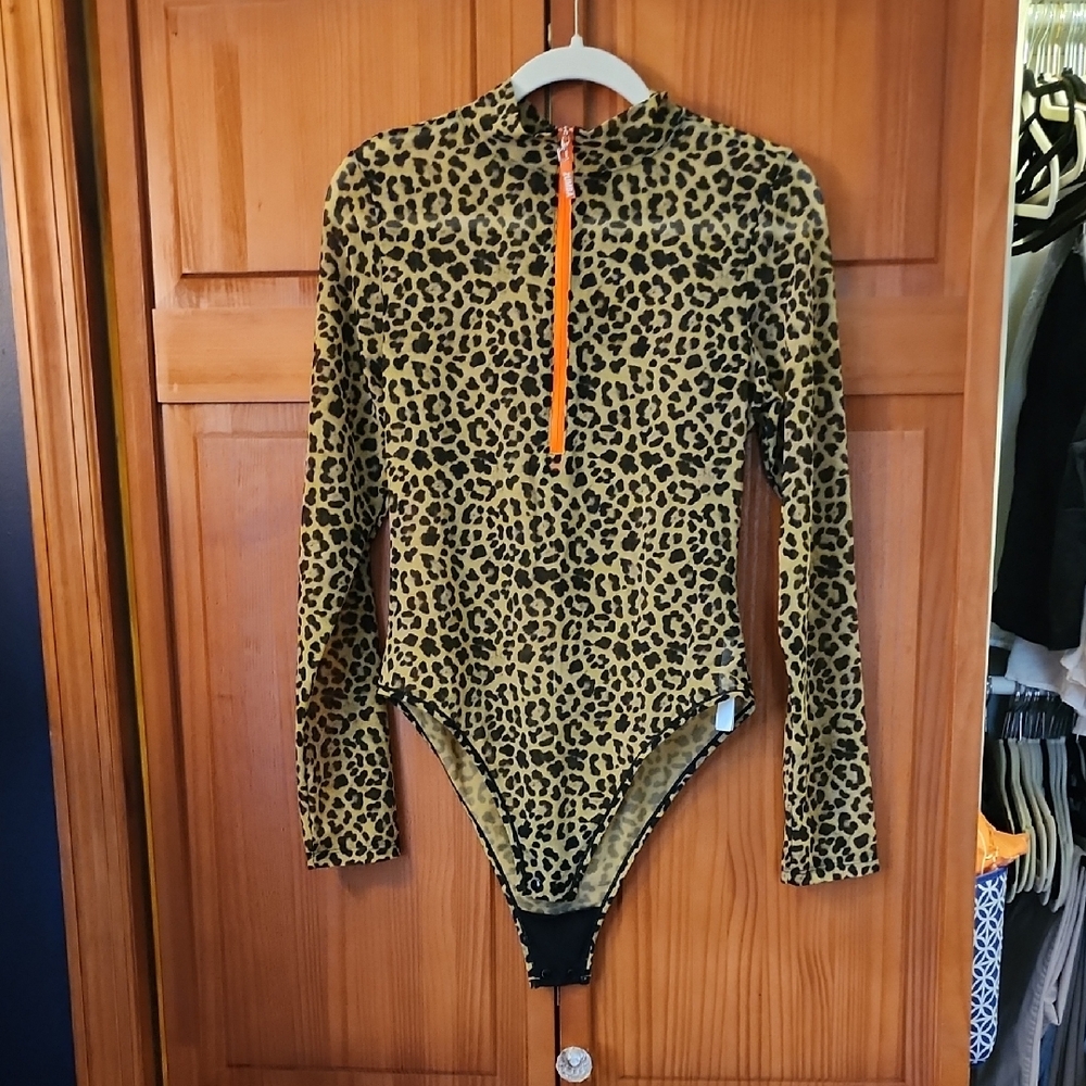 Zumba Fitness Orange and Brown Long Sleeve Bodysuit